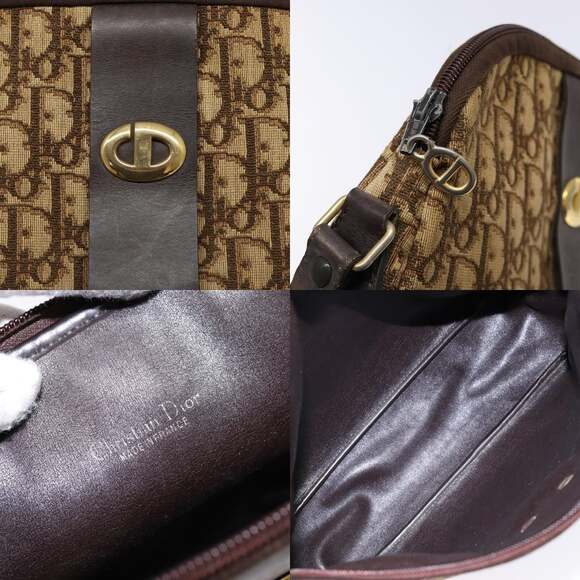 DIOR Trotter Canvas Shoulder Bag Brown Gold - Picture 11 of 12